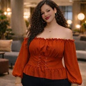 Off-the-shoulder Corset Top - Rust Orange (New)